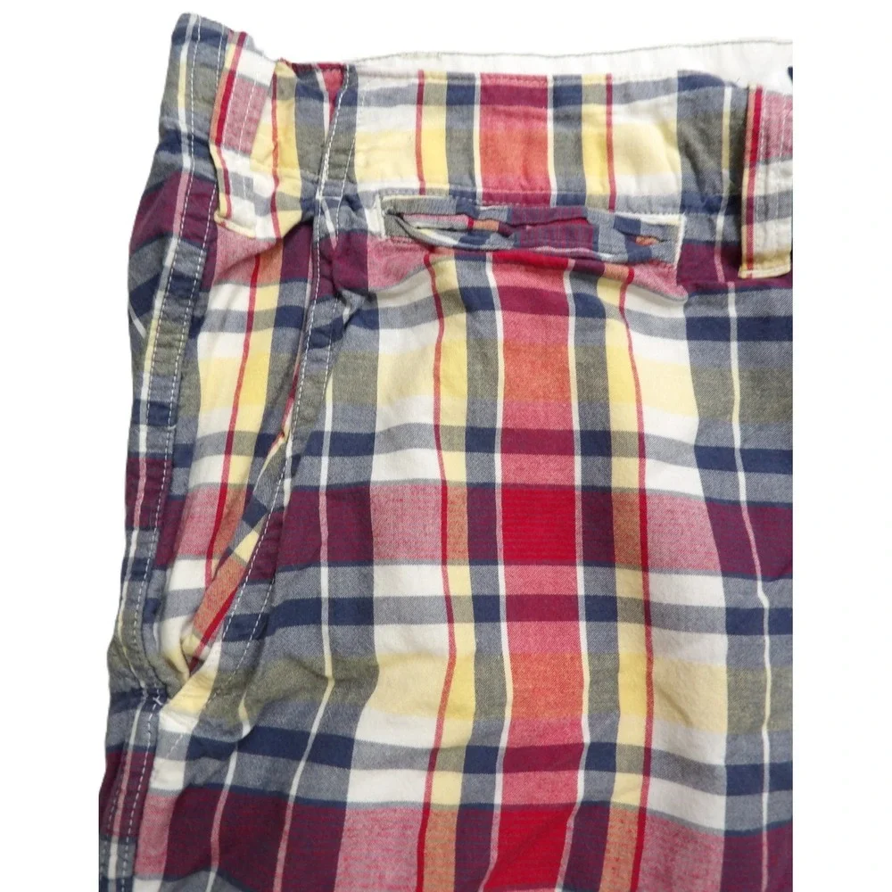 Y2K Polo Jeans Co Ralph Lauren Plaid‎ Shorts Men 38 Red Blue Cotton Chino Preppy